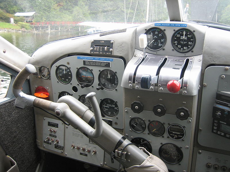 deHavilland Canada DHC-2 Beaver cockpit courtesy Wikipedia.  Langley Flying School.